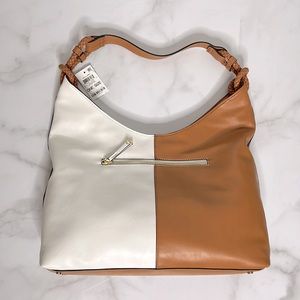 ALFANI Hilllary Colorblock Hobo Shoulder Braided Detail Straps Vegan Leather